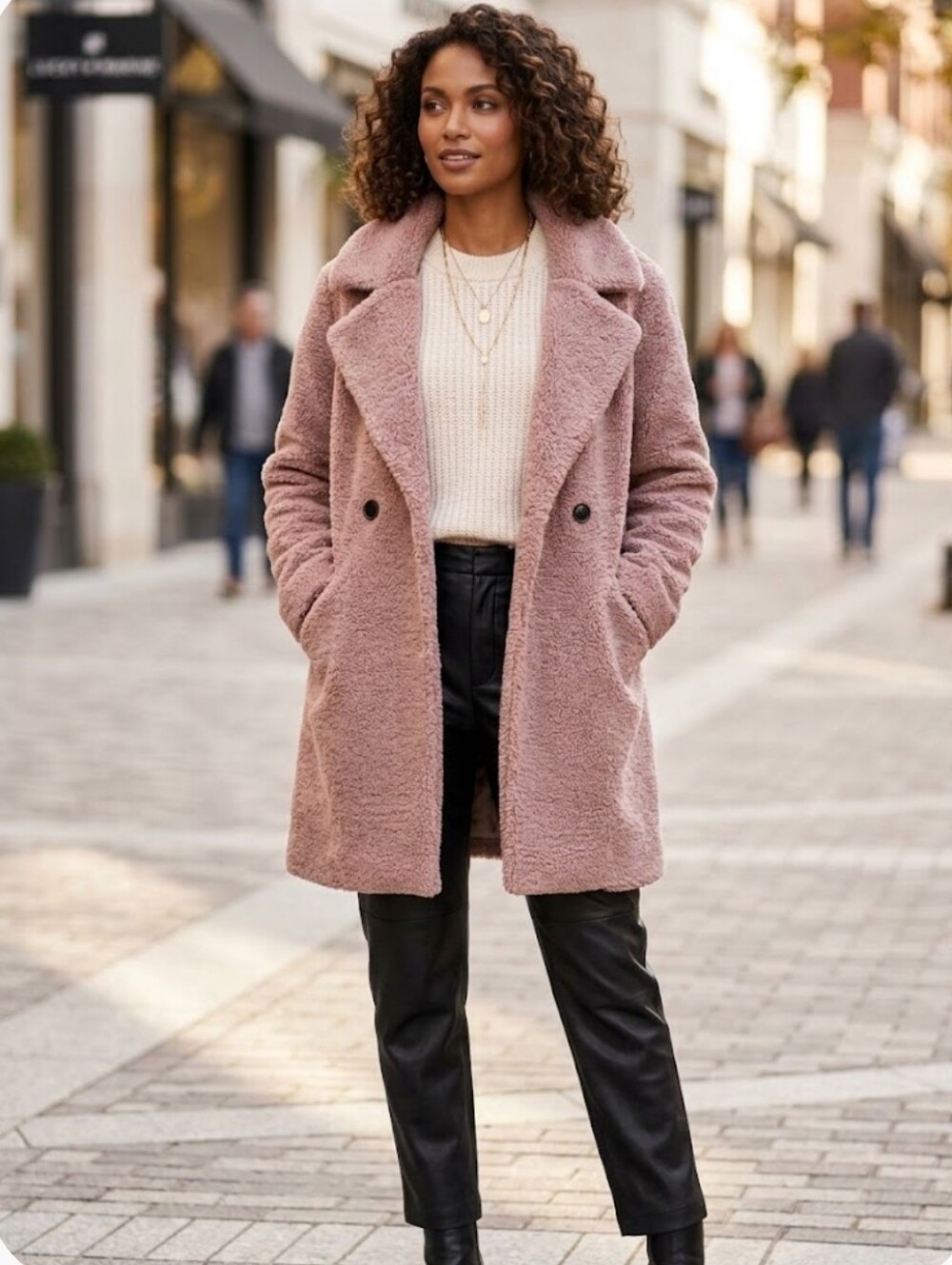 Lucky Brand Cozy Teddy Sherpa Blush Coat